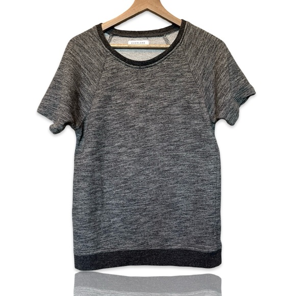 Everlane Oversized Crew Neck Short Sleeve Heather Black Sweater Top Size XS Tee - Picture 3 of 9